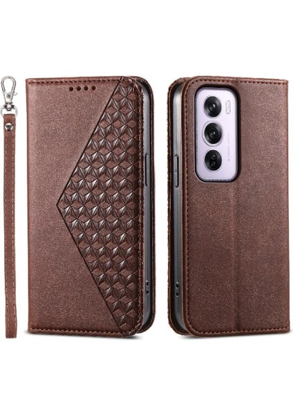 Oppo Oppo 12 Pro 5g Için Flip Case Standı El Kayışı Eşkenar Dörtgen Şekli Günlük Kullanım (Yurt Dışından)