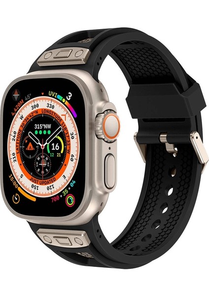 Watch Ultra 49MM Redclick KRD-117 Hava Alabilen Delikli Metal Desenli Silikon Kordon