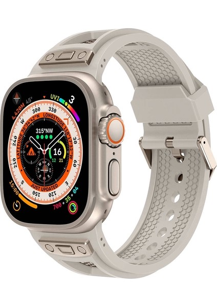 Watch Ultra 49MM Redclick KRD-117 Hava Alabilen Delikli Metal Desenli Silikon Kordon