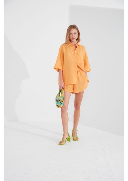 Oranj Müslin Kadın Oversize Gömlek| EK1006965-6965 modelleri