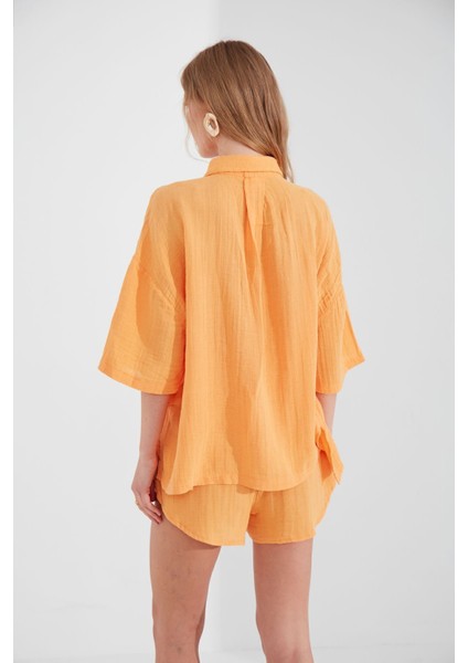 Oranj Müslin Kadın Oversize Gömlek| EK1006965-6965 fırsatları