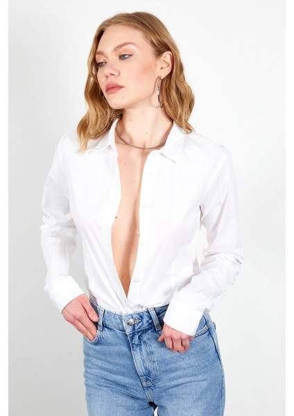 Beyaz Poplin Kadın Gömlek| EDI100166847-6847 fiyatları