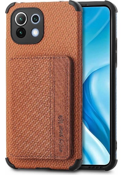 Xiaomi 11 Için Kılıf Standı Fonksiyonu Rfıd Engelleme Manyetik Kart Tutucu (Yurt Dışından)