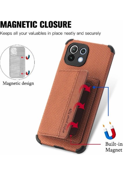 Xiaomi 11 Için Kılıf Standı Fonksiyonu Rfıd Engelleme Manyetik Kart Tutucu (Yurt Dışından) modelleri