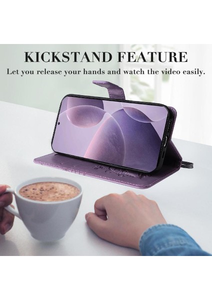 Kart Yuvası Standı ile Xiaomi Redmi K70 Pu Deri Kılıf Kickstand Çevirin (Yurt Dışından) modelleri