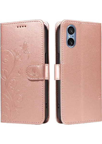 Sony Xperia 10VI Için Kılıf El Kayışı Cüzdan Telefon ile Kabartmalı Kelebek (Yurt Dışından)