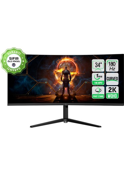 WQ34  34'' 1ms 180Hz Curved 2k Uwqhd 3440*1440 Gaming Monitör