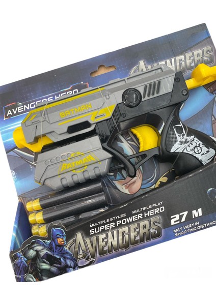 Batman Kara Şovalye 10 Adet Yumuşak Sünger Mermi Fırlatan 19 cm Oyuncak Tabanca