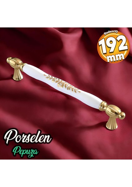Pepuza Gerçek Porselen Altın Gold 192 mm Mobilya Mutfak Kulp Çekmece Dolap Kulplar Kulpu Kulbu