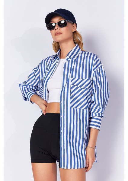 Saks Kadın Çizgili Gömlek| EK334354-7177