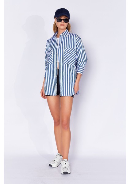 Saks Kadın Çizgili Gömlek| EK334354-7177 modelleri