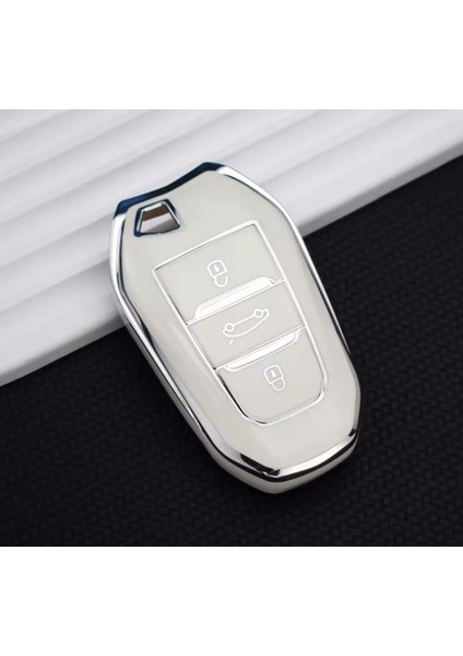 Peugeot 208 308 508 2008 3008 5008 Rifter Anahtar Koruma Kılıfı Anahtarsız Çaliştırma Krom Detaylı