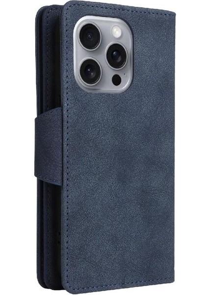 El Kayışı Kart Tutucu ile IPhone 16 Pro Max Manyetik Deri Kılıf (Yurt Dışından)