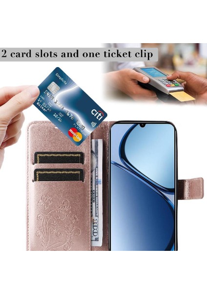Realme C63 Flip Kickstand Darbeye Kapak Pu Deri Kart ile Kılıf (Yurt Dışından)