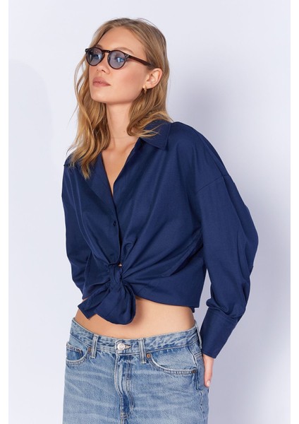 Lacivert Pamuk Karışımlı Oxford Gömlek| EK1000167422-7422 modelleri