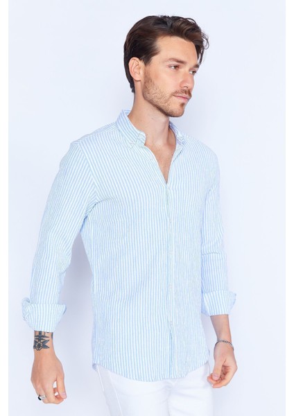 Mavi Erkek Çizgili Gofre Gömlek| ME23S112237-2237 fiyatları