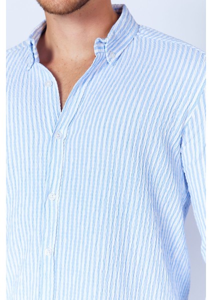 Mavi Erkek Çizgili Gofre Gömlek| ME23S112237-2237 fırsatları
