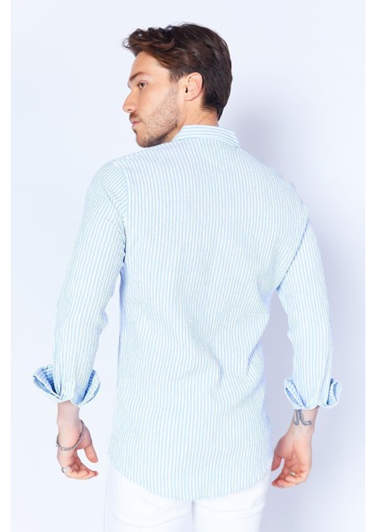 Mavi Erkek Çizgili Gofre Gömlek| ME23S112237-2237 indirimleri