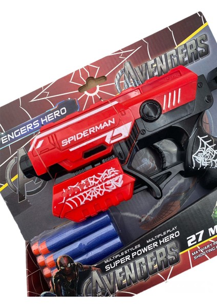 Spiderman Örümcek Adam 10 Adet Yumuşak Sünger Mermi Fırlatan 19 cm Oyuncak Tabanca fiyatları