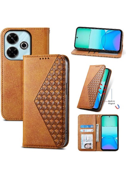 Xiaomi Redmi Için Flip Case 13 4g Cüzdan El Kayışı Günlük Kullanım Eşkenar Dörtgen Şekli (Yurt Dışından) modelleri