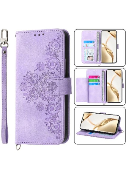 Onur Için Flip Case 200 Pro Çoklu Kredi Kartı Yuvaları Bileklik Kabartmalı (Yurt Dışından)