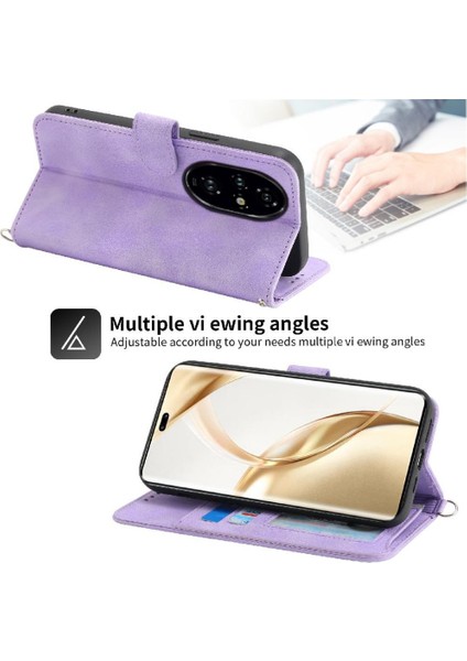 Onur Için Flip Case 200 Pro Çoklu Kredi Kartı Yuvaları Bileklik Kabartmalı (Yurt Dışından)