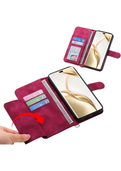 Onur Için Flip Case 200 Pro Çoklu Kredi Kartı Yuvaları Bileklik Kabartmalı (Yurt Dışından)