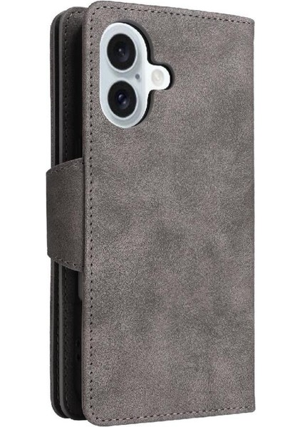 IPhone 16 Için Kılıf Artı El Kayışı ile Fermuar Cüzdan Kapak Manyetik Kart (Yurt Dışından)