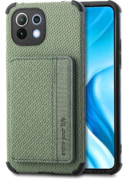 Xiaomi 11 Için Kılıf Standı Fonksiyonu Rfıd Engelleme Manyetik Kart Tutucu (Yurt Dışından)
