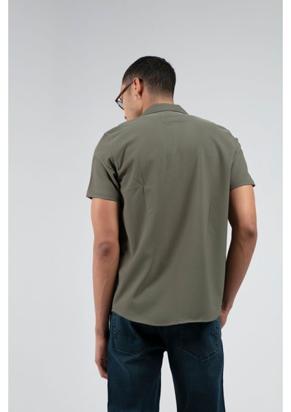 Haki Erkek Slim Fit Apaş Yaka Yazlık Gömlek| EE1007927-7927 indirimleri