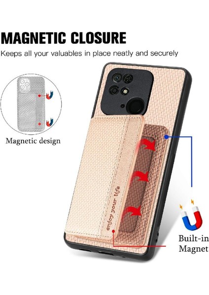 Xiaomi Redmi 10C Manyetik Kart Tutucu Rfıd Engelleme Standı Kamera Için Kılıf (Yurt Dışından)
