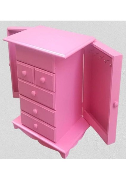 Hobi Takı Kutu Makyaj Şifonyer 90389 Model 9çekmece Parlak Pembe Ahşap Mdf Elyapım indirimleri