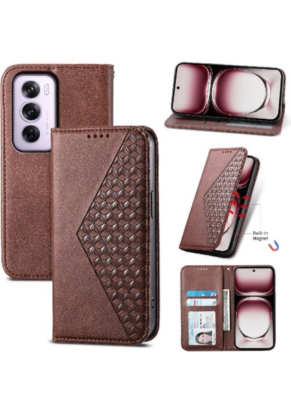 Oppo Oppo 12 Pro 5g Için Flip Case Standı El Kayışı Eşkenar Dörtgen Şekli Günlük Kullanım (Yurt Dışından)