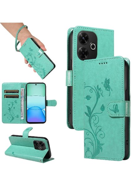 Xiaomi Redmi Için Kılıf 13 4g Kabartmalı Kelebek ve Kart Yuvası ile Yüksek (Yurt Dışından)