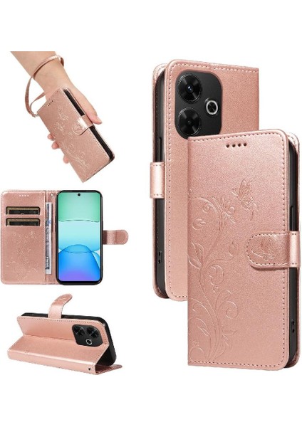 Xiaomi Redmi Için Kılıf 13 4g Kabartmalı Kelebek ve Kart Yuvası ile Yüksek (Yurt Dışından)