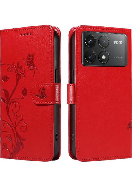 Xiaomi Redmi K70 Cüzdan Telefon Kılıfı Için Kılıf Kabartmalı Kelebek ile Yüksek (Yurt Dışından)