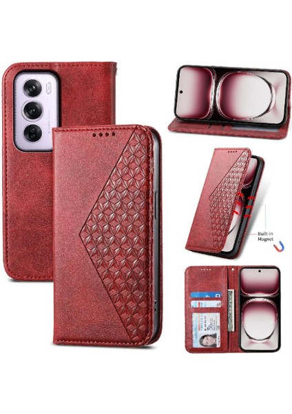 Oppo Oppo 12 Pro 5g Için Flip Case Standı El Kayışı Eşkenar Dörtgen Şekli Günlük Kullanım (Yurt Dışından)
