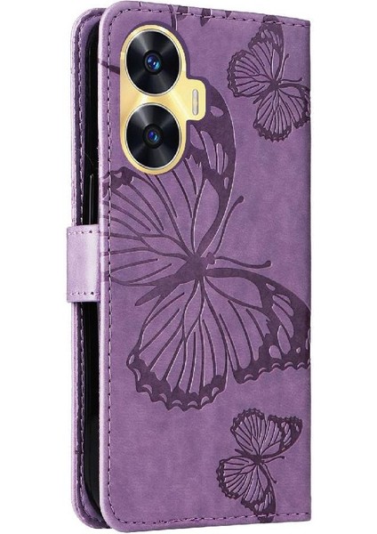 Kart Yuvası Standı Manyetik ile Realme C55 4g Flip Kickstand Için Flip Case (Yurt Dışından)