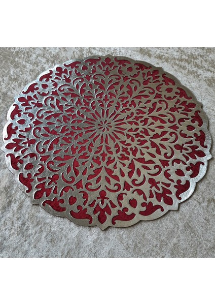 Orta Sehpa Runneri/masa Örtüsü/ Kadife/s.deri Işlemeli/bordo GÜMÜŞ/46CM modelleri