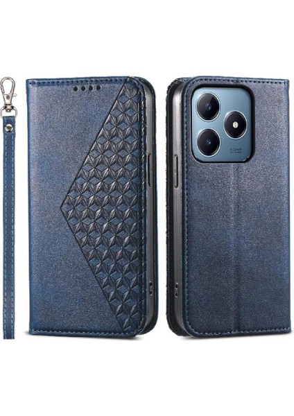 Realme C63/C61 Günlük Kullanım Standı El Kayışı Eşkenar Dörtgen Şekli Için Flip Case (Yurt Dışından) modelleri