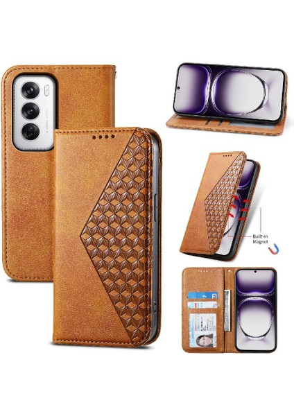 Oppo Oppo 12 5g Günlük Kullanım Için Flip Case Standı Cüzdan Eşkenar Dörtgen Şekli El (Yurt Dışından)