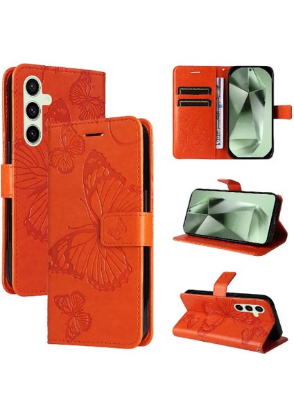 Samsung Galaxy S24 Fe Manyetik Kapak Için Kılıf Kart Yuvası Standı ile Pu Çevirin (Yurt Dışından) modelleri
