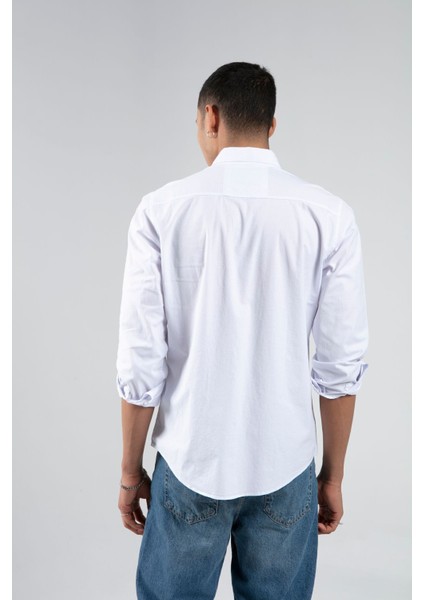 Beyaz Erkek Çift Cep Kapaklı Slim Fit Gömlek| EE1008783-8783 indirimleri