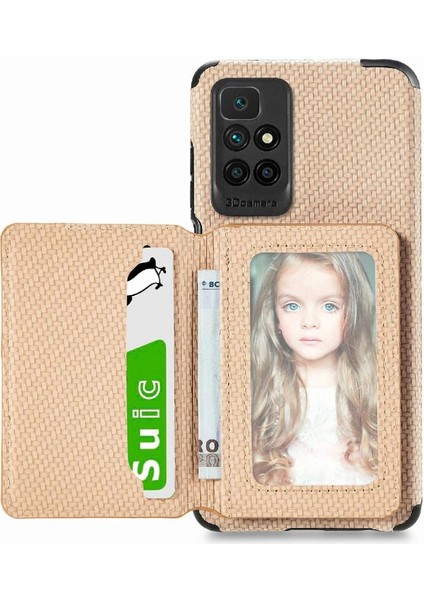 Xiaomi Redmi Için Kılıf 10 Manyetik Kart Tutucu Standı Fonksiyonu Rfıd Engelleme (Yurt Dışından)