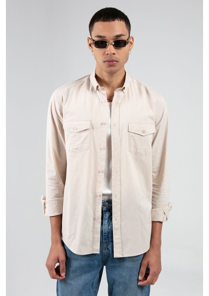 Taş Erkek Çift Cep Kapaklı Slim Fit Gömlek| EE1008783-8783
