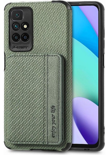 Xiaomi Redmi Için Kılıf 10 Manyetik Kart Tutucu Standı Fonksiyonu Rfıd Engelleme (Yurt Dışından)