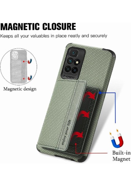 Xiaomi Redmi Için Kılıf 10 Manyetik Kart Tutucu Standı Fonksiyonu Rfıd Engelleme (Yurt Dışından)