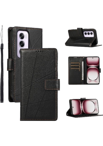 Oppo Oppo 12 Pro 5g Için Flip Case Üç Kart Yuvaları Darbeye Kickstand (Yurt Dışından)