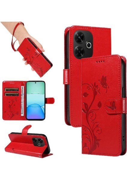 Xiaomi Redmi Için Kılıf 13 4g Kabartmalı Kelebek ve Kart Yuvası ile Yüksek (Yurt Dışından)