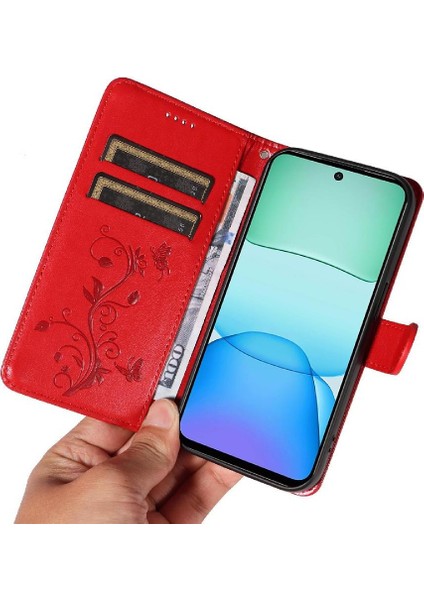 Xiaomi Redmi Için Kılıf 13 4g Kabartmalı Kelebek ve Kart Yuvası ile Yüksek (Yurt Dışından)